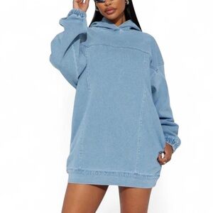 Fashion Nova Sky Blue Denim Hoodie Jacket